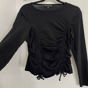 Black Scrunch Long Sleeve Blouse